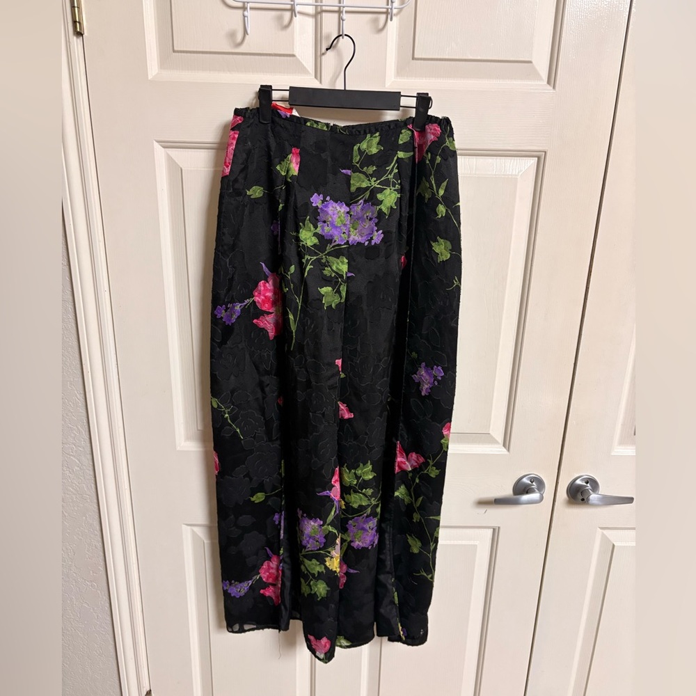 VTG RARE 80s 90s Anne Fairbanks LTD Floral Side Slit Lingerie Pajama Pants